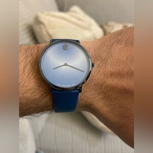 MOVADO Modern 47 Blue Dial Leather Strap Men's Swiss Watch 65.1.36.1734 quartz